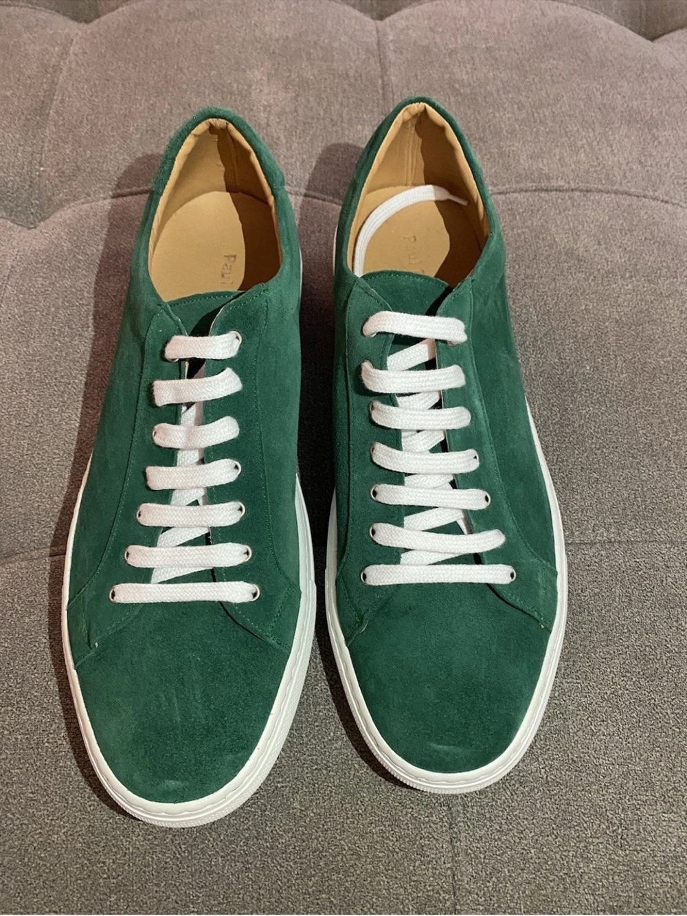 Men's Green Suede Low-Top Sneakers - Casual Lace-Up